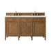 Brittany 60" Double Vanity, Saddle Brown, w/ 3 CM Tajnar Eclos Top