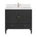 Myrrin 36" Vanity, Carbon Oak w/ Single Hole 3 CM White Zeus Silestone Top & Backsplash
