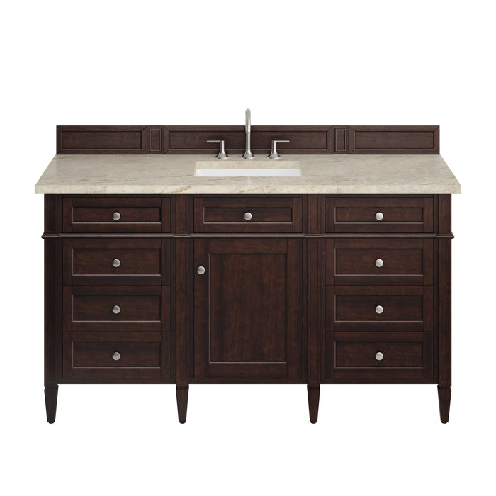 Brittany 60" Single Vanity, Burnished Mahogany, w/ 3 CM Phantome Eclos Top