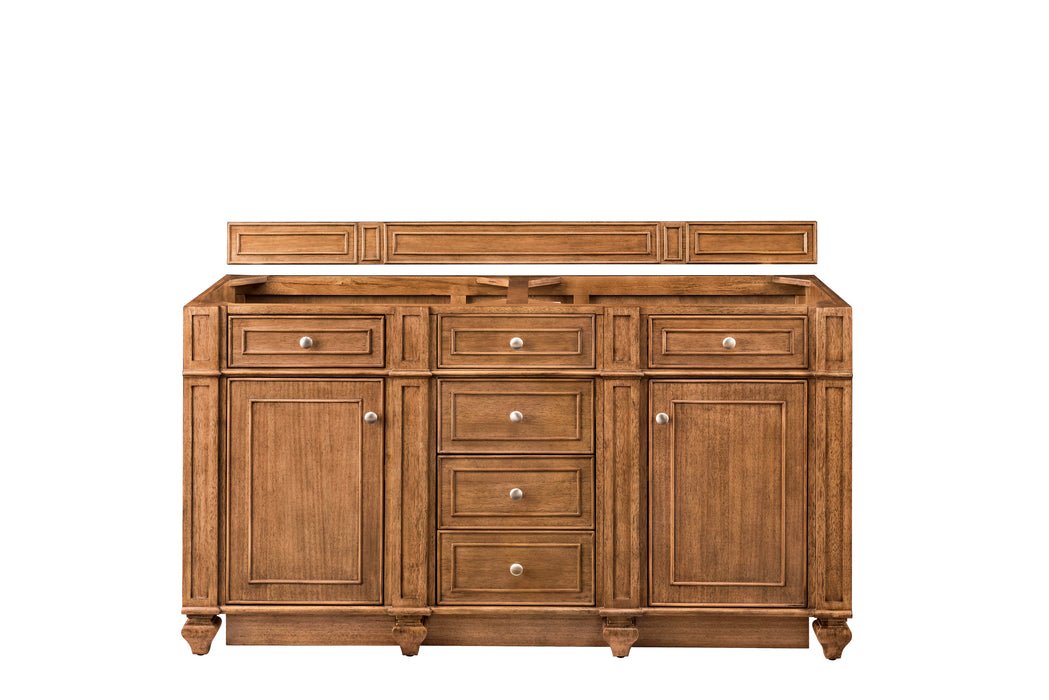 Bristol 60" Double Vanity, Bright White w/ 3 CM Victorian Silver Silestone Top w/FreePower Wireless Charger