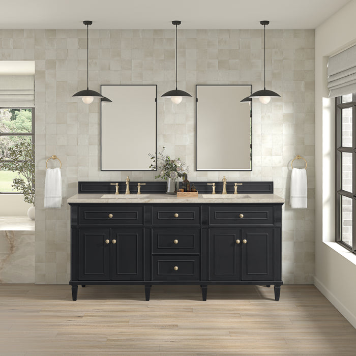 Lorelai 72" Double Vanity, Whitewashed Oak, w/ 3 CM Siberian Silestone Top