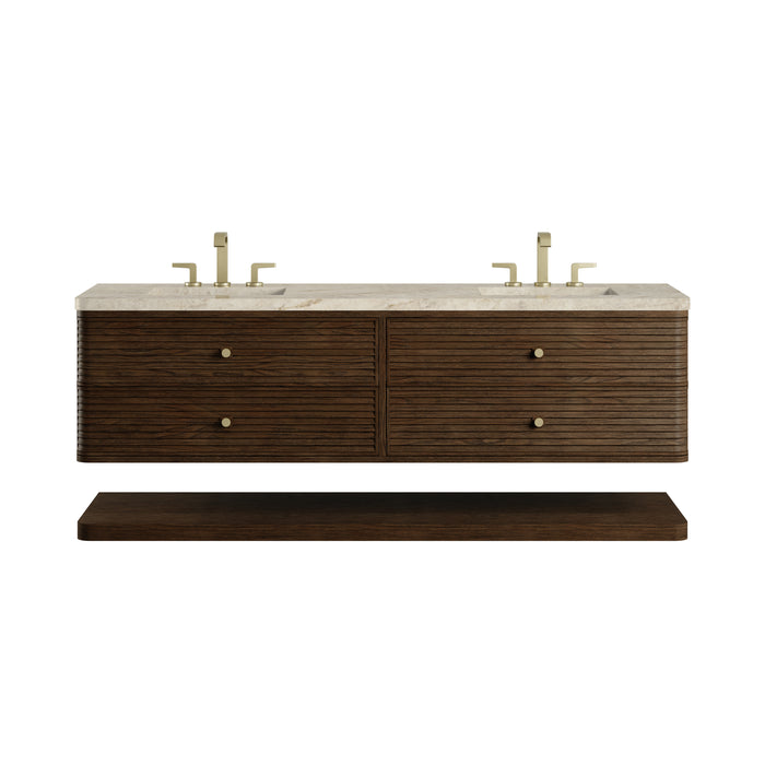 Allamari 72" Double Vanity, Sable w/ Single Hole 3 CM Victorian Silver Silestone Top