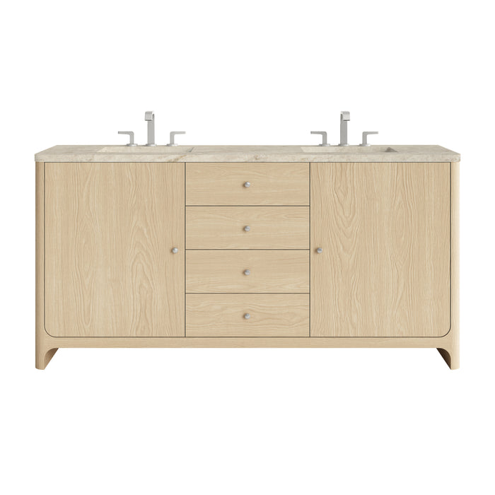 Gracyn 72" Double Vanity, Coastal Driftwood, w/ 3 CM Tajnar Eclos Top w/FreePower Wireless Charger