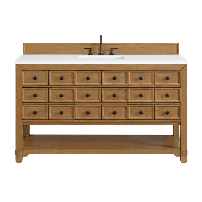Malibu 60" Single Vanity, Amber Birch w/ 3 CM White Zeus Top