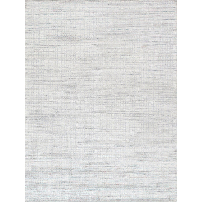 Pasargad Home Slate Collection Hand-Loomed Ivory/Blue Bsilk & Wool Area Rug- 6' 0" X 9' 0" pbfe-03 6x9