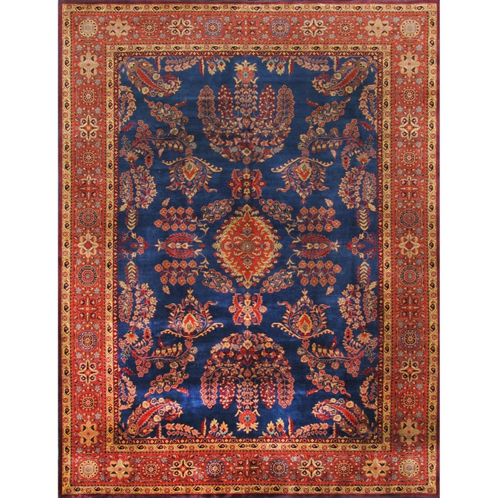 Pasargad Home Azerbaijan Collection Hand-Knotted Lamb's Wool Area Rug-12' 3" X 18' 2", Blue PS-2 12X18