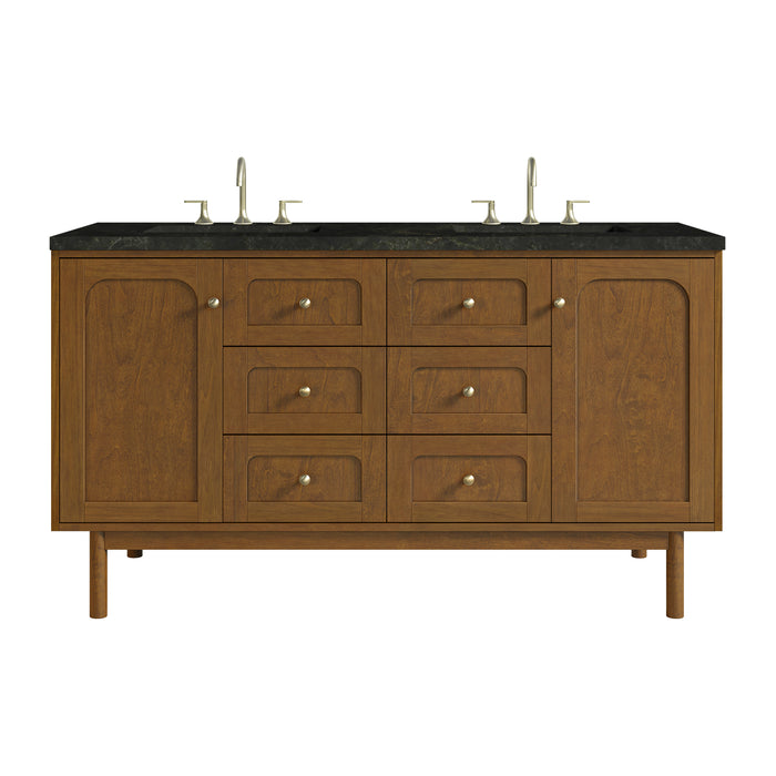 Laurent 60" Double Vanity, Honey Oak w/ 3 CM Phantome Eclos Top