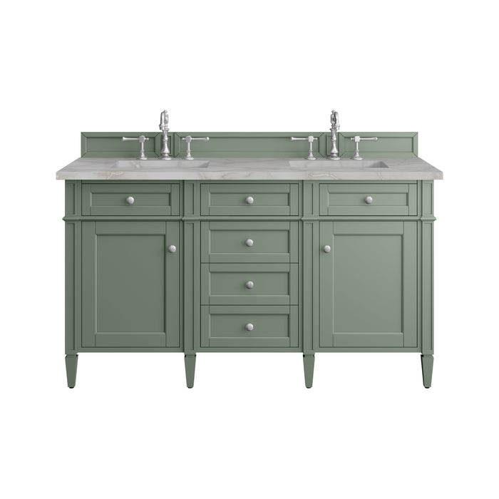 Brittany 60" Double Vanity, Smokey Celadon w/ 3 CM Charcoal Soapstone Top