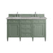 Brittany 60" Double Vanity, Smokey Celadon w/ 3 CM Charcoal Soapstone Top