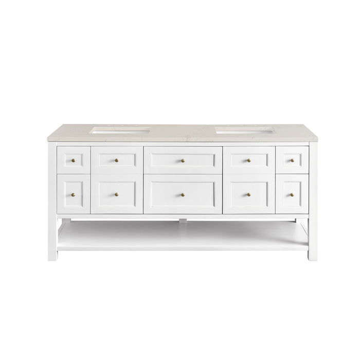 Breckenridge 72" Double Vanity, Whitewashed Oak w/ 3 CM Lime Delight Silestone Top