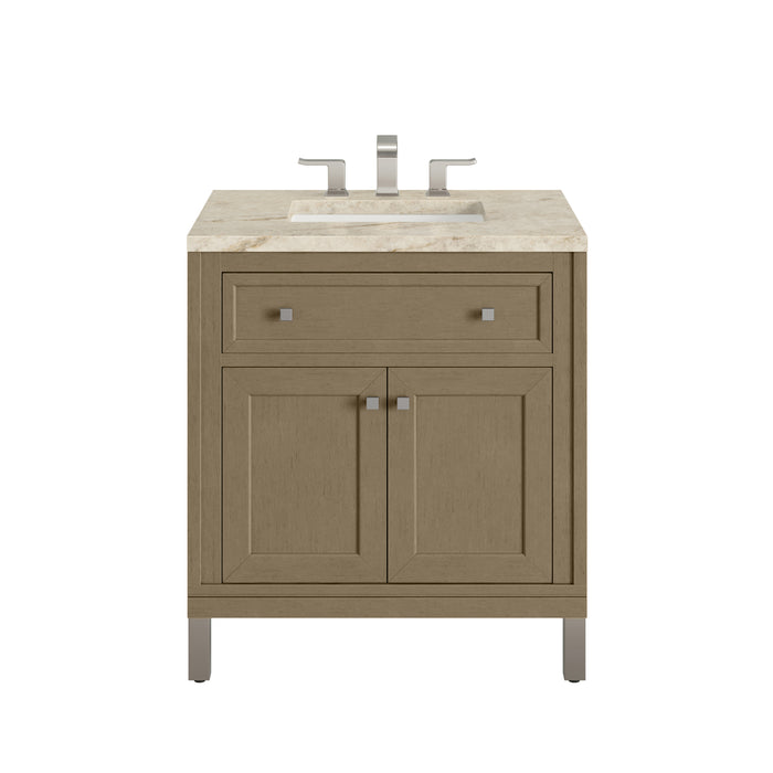 Chicago 30" Single Vanity, Walnut Whisper, w/ 3 CM Tajnar Eclos Top