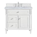 Lorelai 36" Single Vanity, Bright White w/ 3 CM Carrara White Marble Top