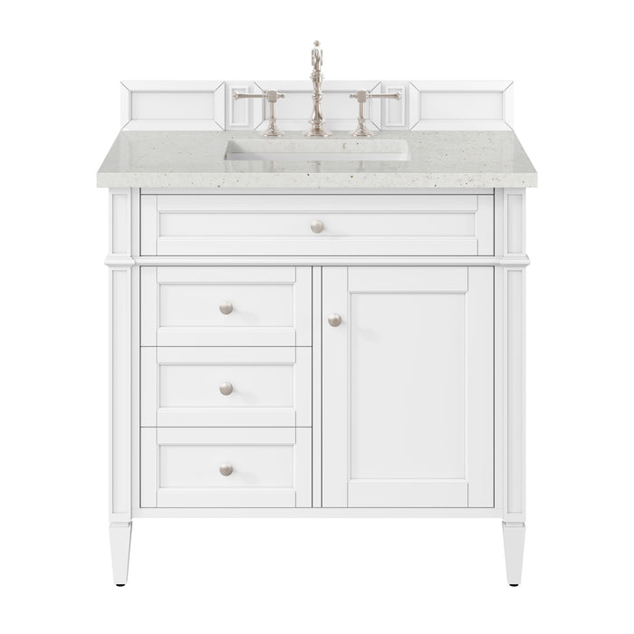 Brittany 36" Single Vanity, Bright White w/ 3 CM Lime Delight Silestone Top