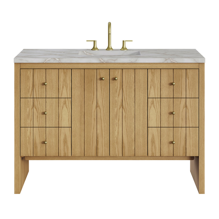 Hudson 48" Single Vanity, Light Natural Oak w/ 3 CM Ethereal Noctis Top