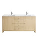 Gracyn 72" Double Vanity, Coastal Driftwood, w/ 3 CM White Zeus Quartz Top