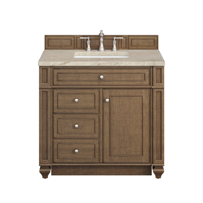 Bristol 36" Single Vanity, Saddle Brown, w/ 3 CM Tajnar Eclos Top