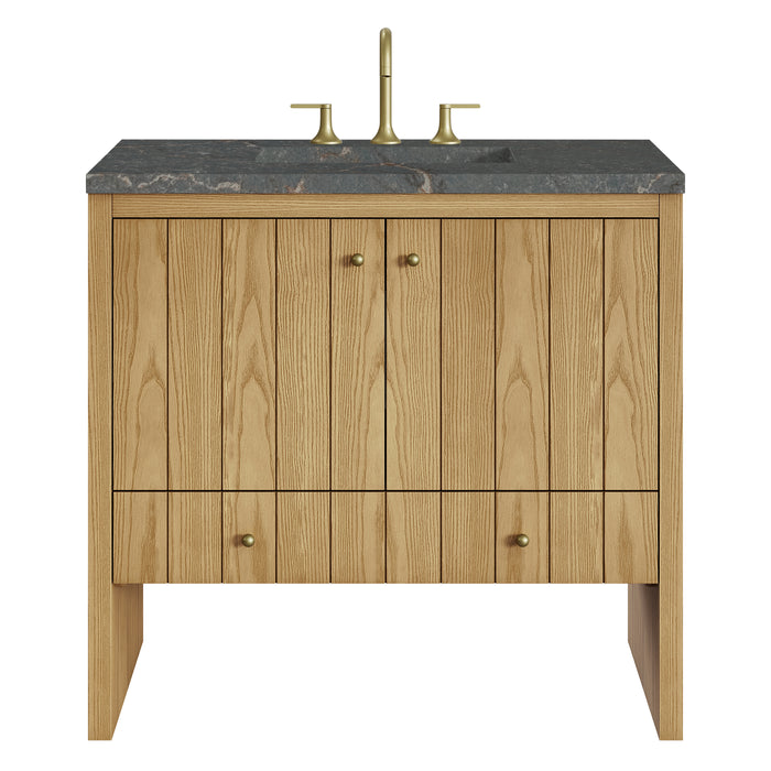 Hudson 36" Single Vanity, Light Natural Oak w/ 3 CM Parisien Bleu Top