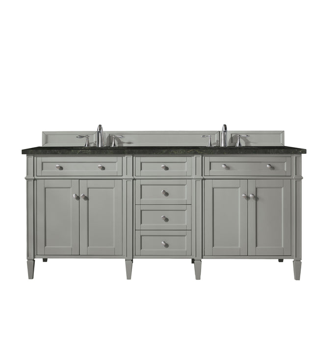 Brittany 72" Double Vanity, Smokey Celadon, w/ 3 CM Tajnar Eclos Top w/FreePower Wireless Charger