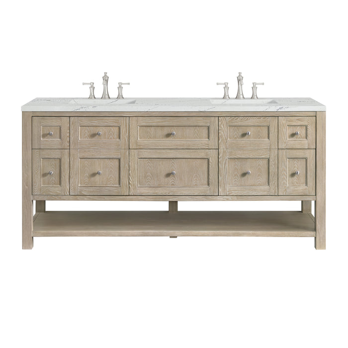 Breckenridge 72" Double Vanity, Smokey Celadon w/ 3 CM Victorian Silver Top w/FreePower Wireless Charger