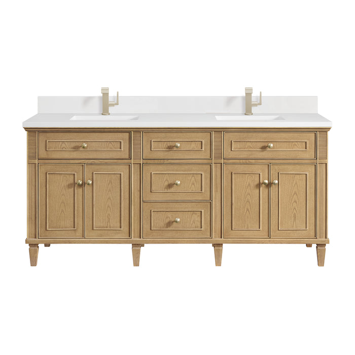 Lorelai 72" Double Vanity, Bright White w/ 3 CM Parisien Bleu Silestone Top