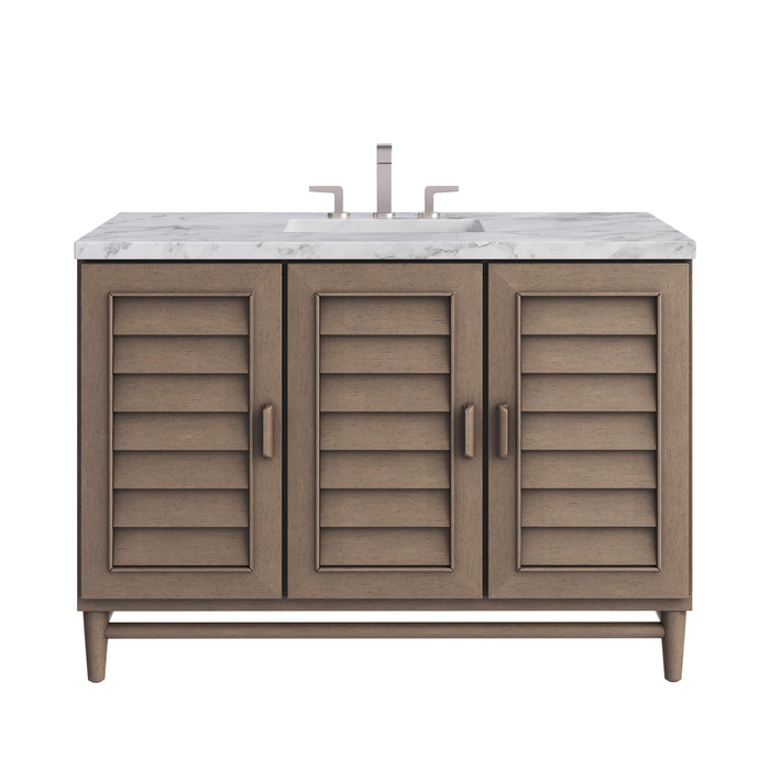 Portland 48" Single Vanity Whitewashed Walnut w/ 3 CM Carrara Marble Top