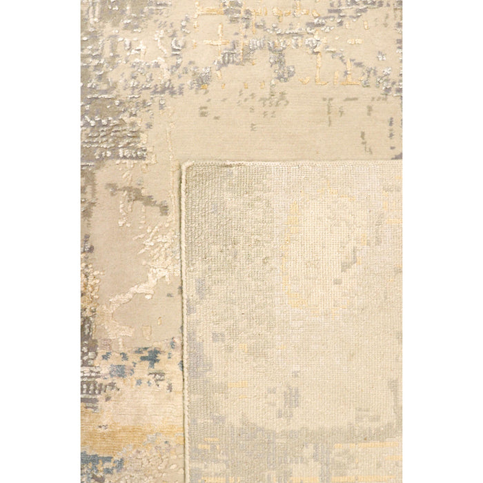 Pasargad Home Modern Collection Hand-Knotted Silk & Wool Area Rug-10' 5" X 14' 3", Beige/Grey PRJ-8d 10x14