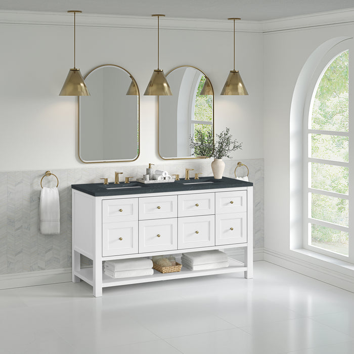 Breckenridge 60" Double Vanity, Serenity Blue, w/ 3 CM Siberian Silestone Top w/FreePower Wireless Charger