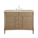 Kinnsden 48" Single Vanity, Weathered Oak w/ 3 CM Eternal Jasmine Pearl Silestone Top