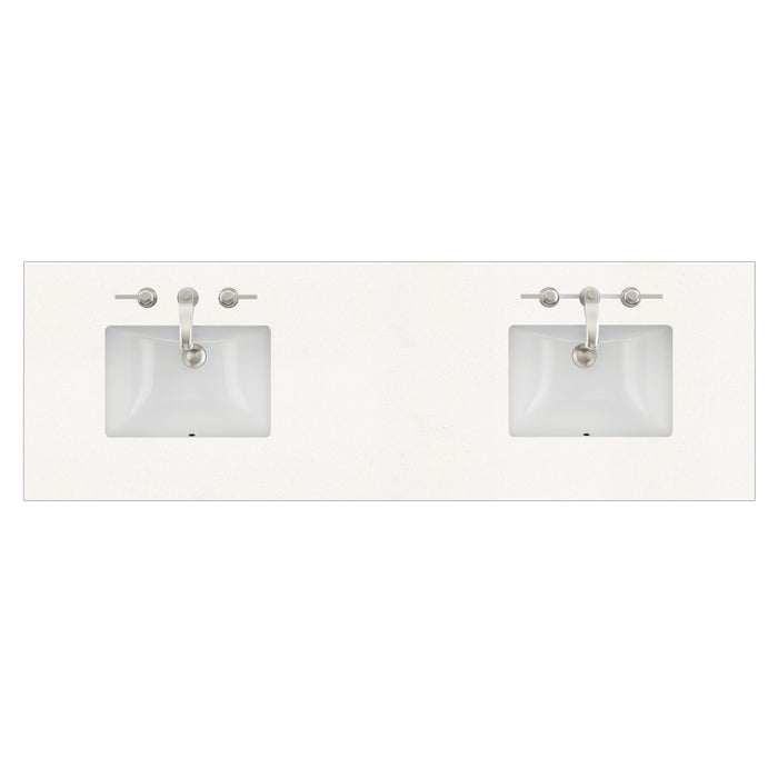 72" Double Top, 3 CM White Zeus Quartz w/ Sink