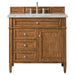 Brittany 36" Single Vanity, Saddle Brown w/ 3 CM Carrara Marble Top