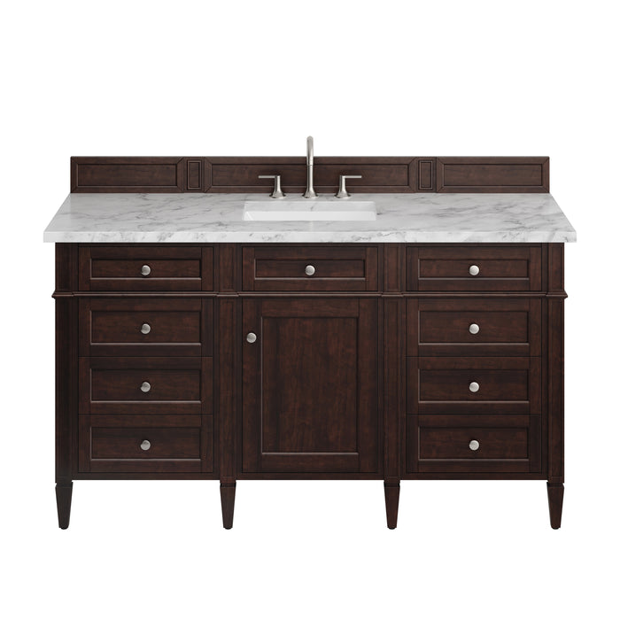Brittany 60" Single Vanity, Black Onyx w/ 3 CM Victorian Silver Silestone Top w/FreePower Wireless Charger