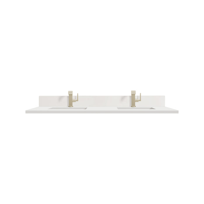 60" Double Top, Single-Hole, 3 CM White Zeus Silestone w/ Backsplash & Sink