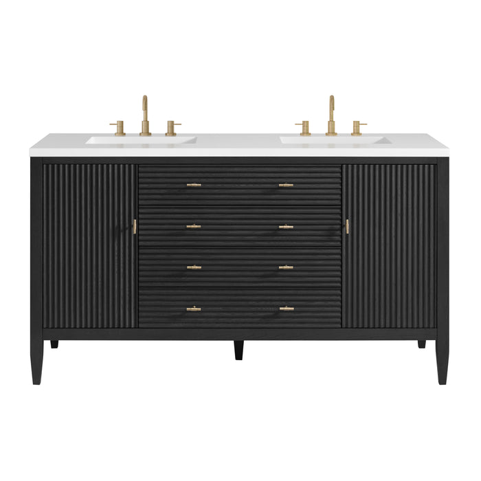 Myrrin 60" Double Vanity, Carbon Oak w/ 3 CM Lime Delight Silestone Top