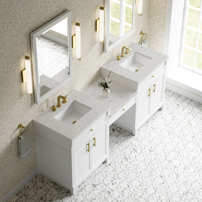 James Martin Vanities Bellshire 84" Dual Vanity Set with 24" Make-Up Counter