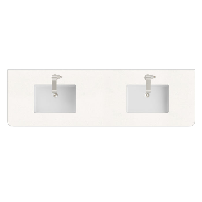 72" Single Radius Cut Top, 3 CM White Zeus Silestone w/ Sink