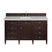 Brittany 60" Single Vanity, Burnished Mahogany w/ 3 CM Carrara Marble Top