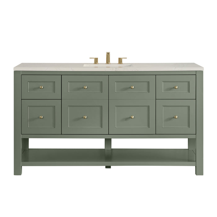Breckenridge 60" Single Vanity, Light Natural Oak, w/ 3 CM Ethereal Noctis Silestone Top w/ FreePower Wireless Charger