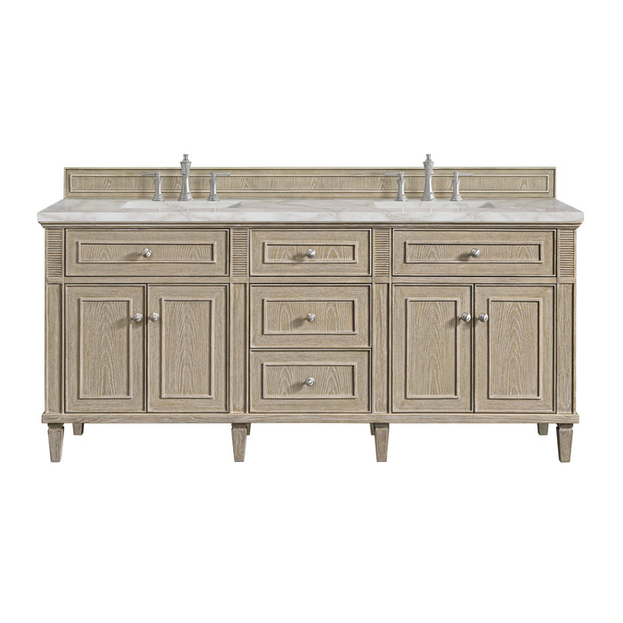 Lorelai 72"Double Vanity, Mid-Century Walnut w/ 3 CM Ethereal Noctis Silestone Top