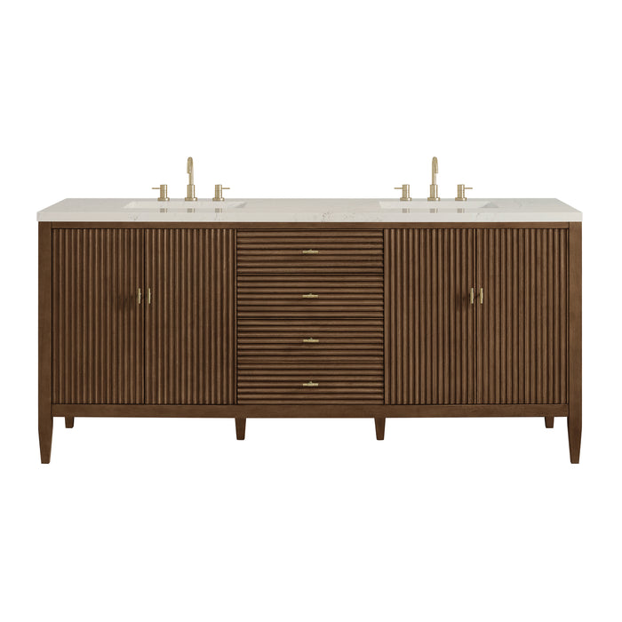 Myrrin 72" Vanity, Carbon Oak, w/ 3 CM Tajnar Eclos Top w/FreePower Wireless Charger
