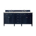 Brittany 72" Double Vanity, Victory Bleu w/ Single Hole 3 CM White Zeus Silestone Top & Backsplash