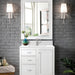James Martin Addison 30" Single Bathroom Vanity in Glossy White, shown in a bathroom setting