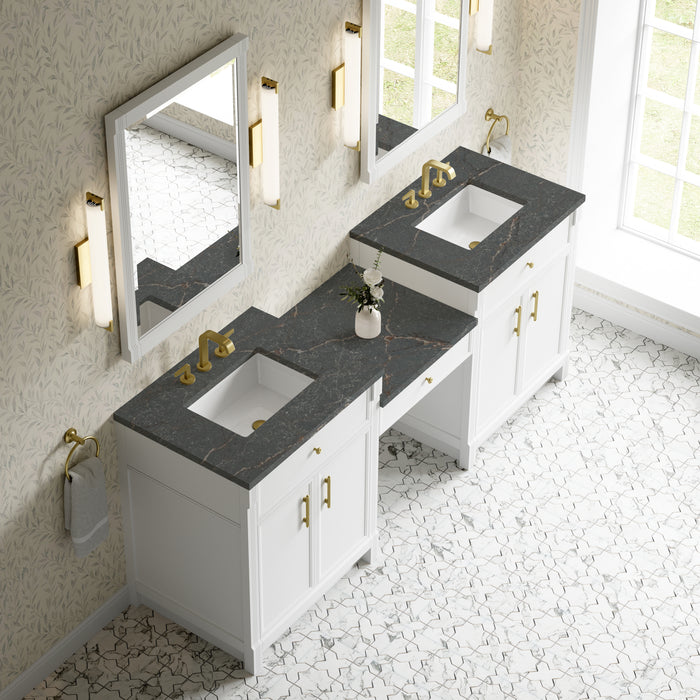 James Martin Vanities Bellshire 84" Dual Vanity Set with 24" Make-Up Counter