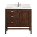 Addison 36" Single Vanity, Mid-Century Acacia w/ Single Hole 3 CM White Zeus Silestone Top & Backsplash