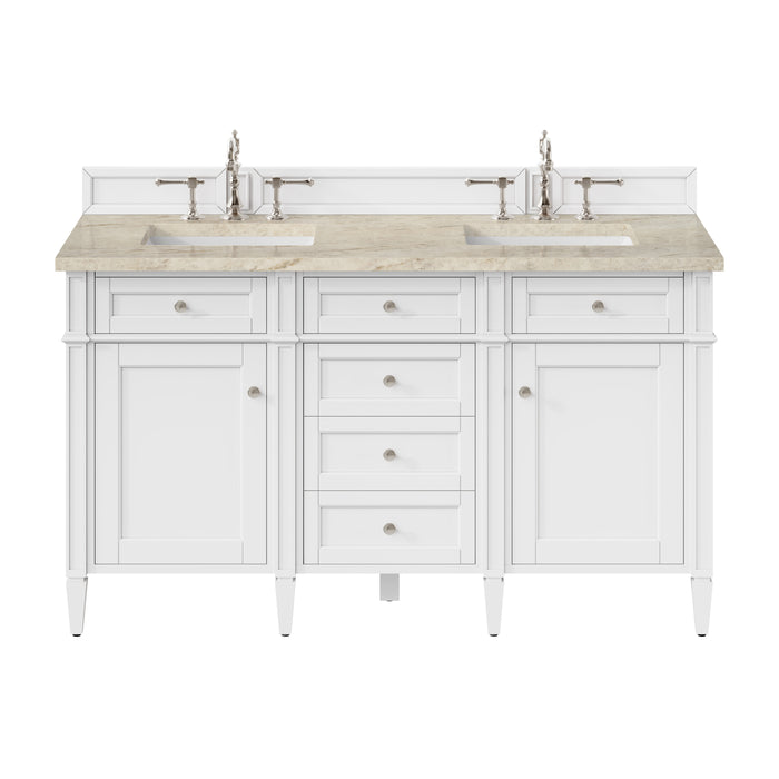 Brittany 60" Double Vanity, Victory Blue w/ 3 CM Ethereal Noctis Silestone Top w/FreePower Wireless Charger