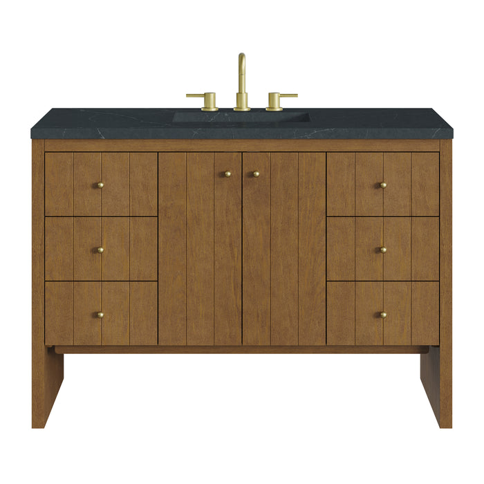 Hudson 48" Single Vanity, Honey Oak w/ 3 CM Charcoal Soapstone Silestone Top