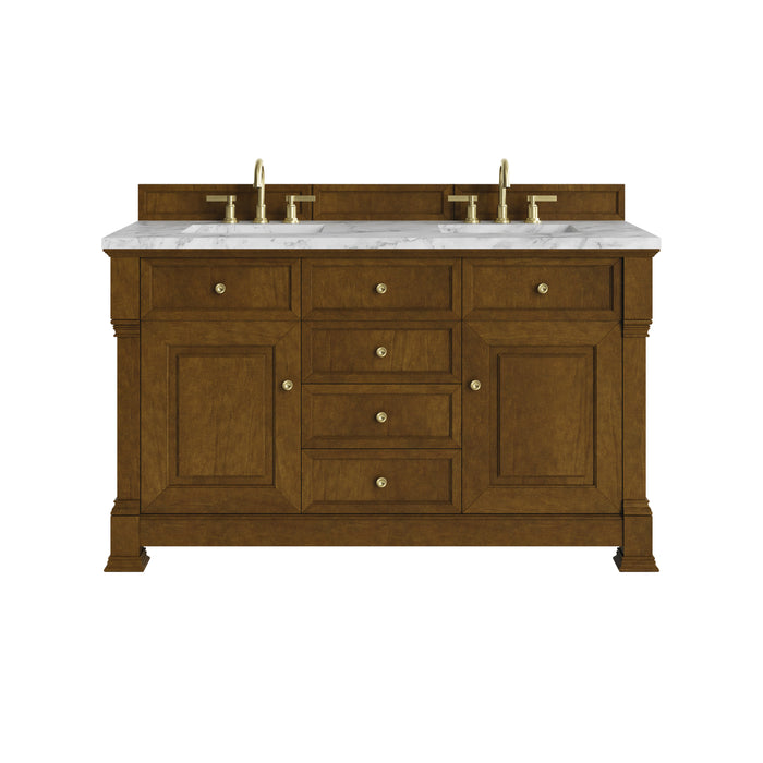 Brookfield 60" Double Vanity, Black Onyx w/ 3 CM Parisien Bleu Silestone Top w/FreePower Wireless Charger