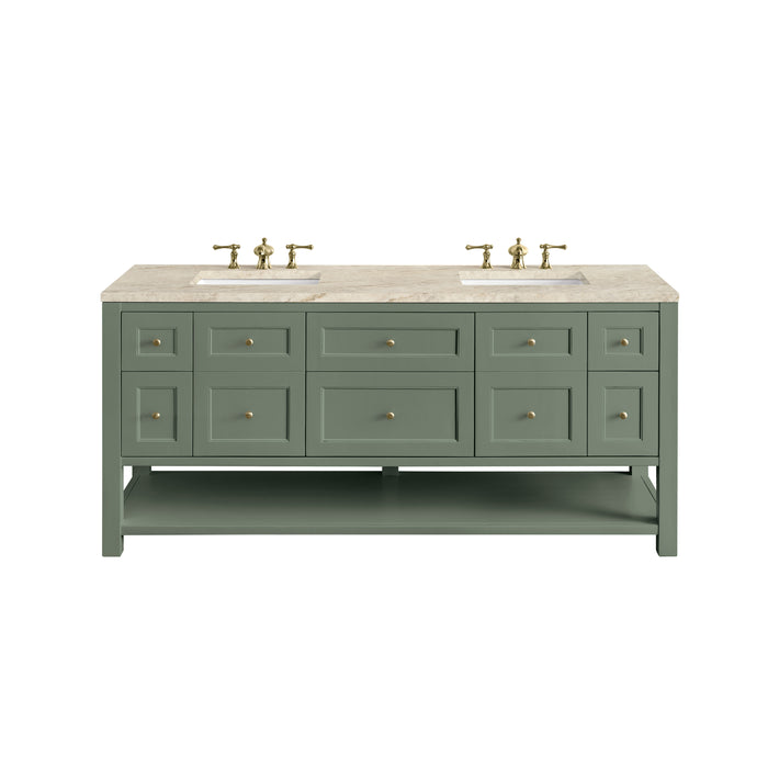 Breckenridge 72" Double Vanity, Light Natural Oak, w/ 3 CM Siberian Silestone Top w/FreePower Wireless Charger