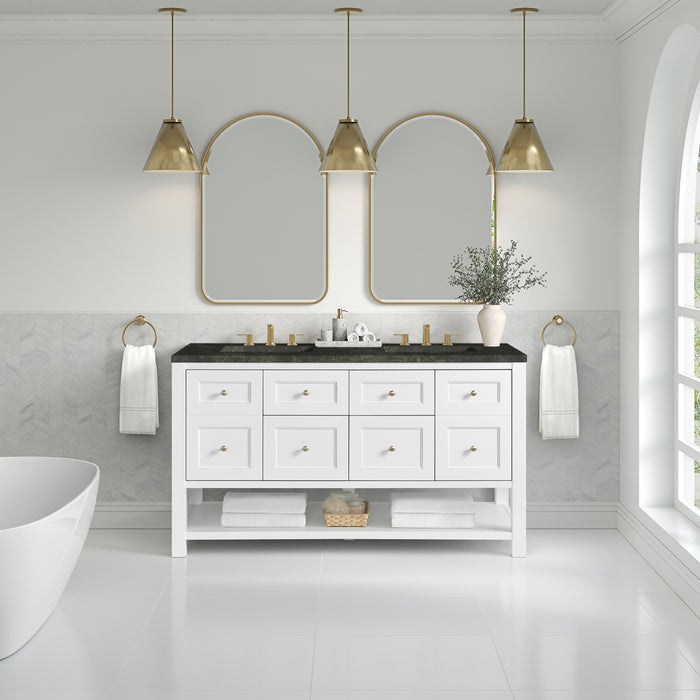 Breckenridge 60" Double Vanity, Whitewashed Oak w/ 3 CM Parisien Bleu Top