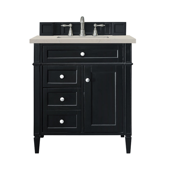 Brittany 30" Single Vanity, Black Onyx, w/ 3 CM Siberian Silestone Top
