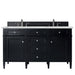Brittany 60" Double Vanity, Black Onyx w/ 3 CM Ethereal Noctis Silestone Top w/FreePower Wireless Charger